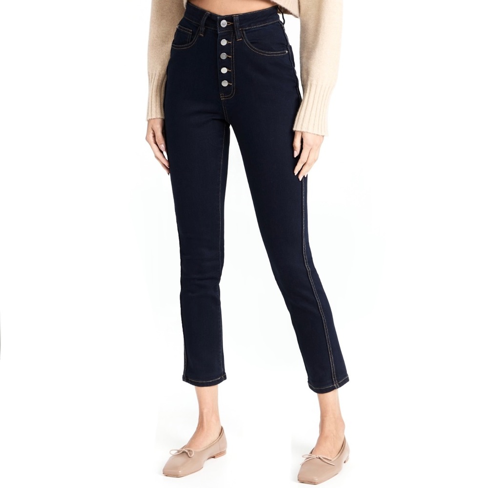 WEWOREWHAT HIGH-WAISTED STRAIGHT LEG JEANS